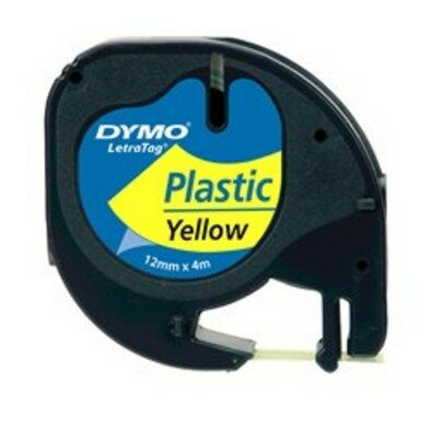 91202 Dymo Letratag plastic tape 12mm Geel