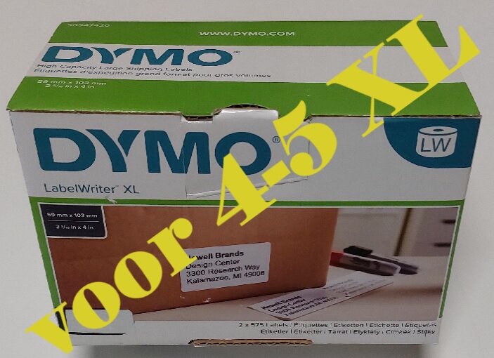 0947420 Dymo Gr.multifunct. 59 X 102mm, 1 X &aacute; 575 stuks voor 4-5 XL