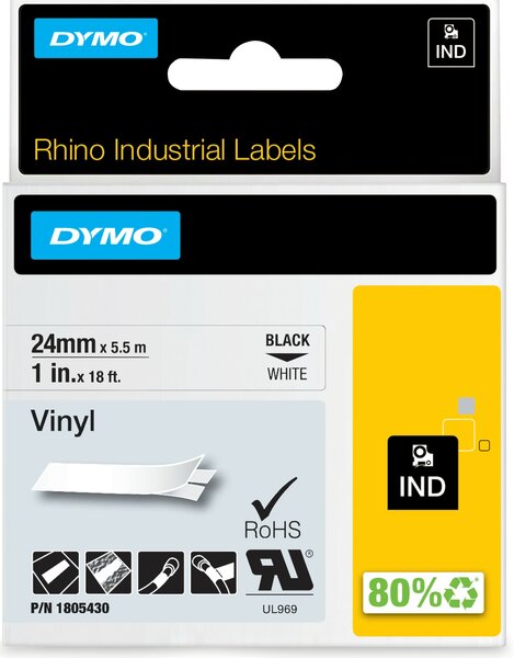 Rhino vinyl tape 1805430 zwart op wit