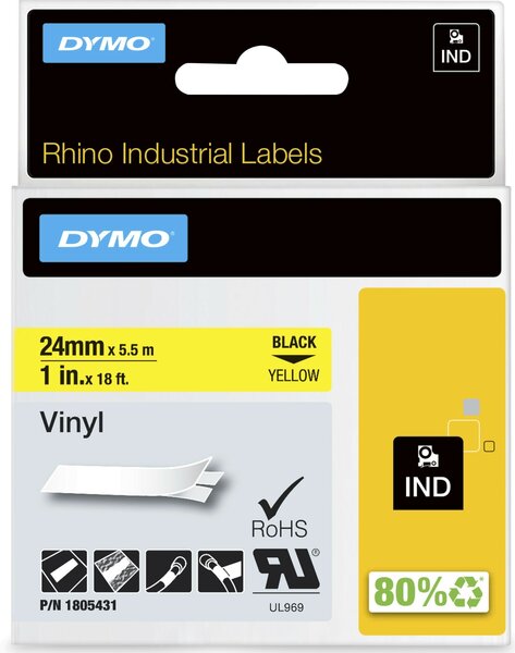 Rhino vinyl tape 1805431 zwart op geel