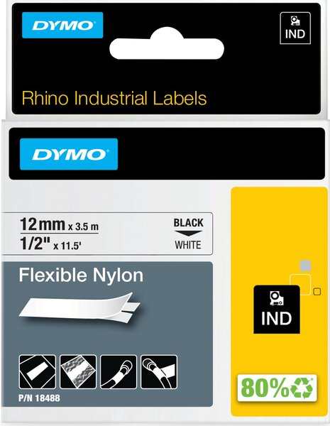 Rhino vinyl tape 18488 zwart op wit nylon