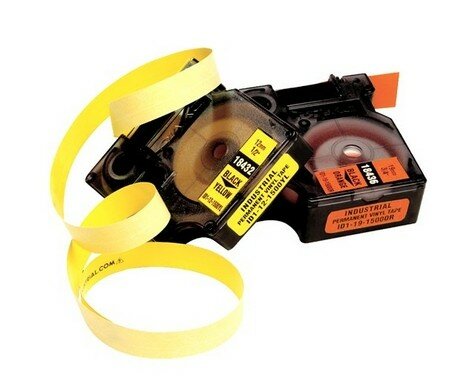 18432 Rhino Vinyl tape 12mm Zwart op Geel