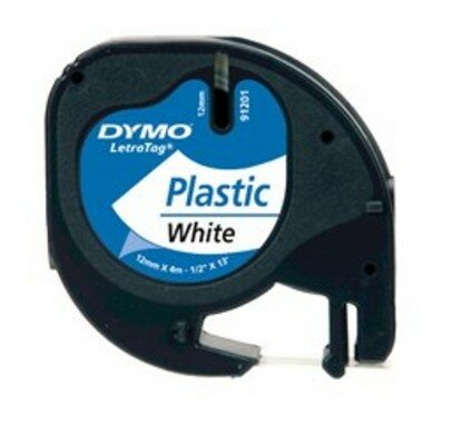 91201 Dymo Letratag plastic tape 12mm Wit