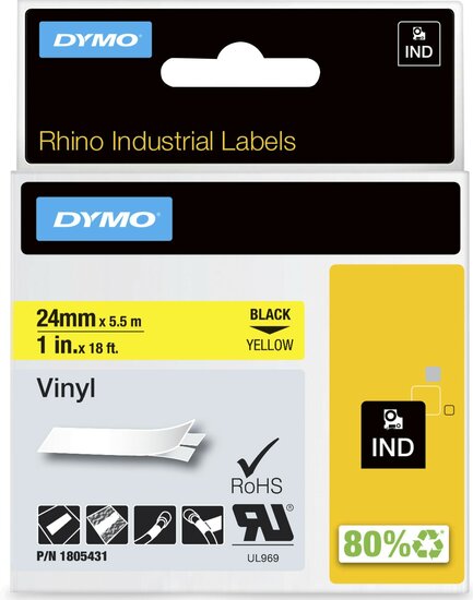 Rhino vinyl tape 1805431 zwart op geel
