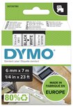 43613 Dymo D1 tape 6mm Zwart op Wit