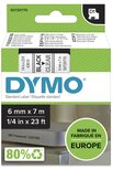 43610 Dymo D1 tape 6mm Zwart op Transparant 