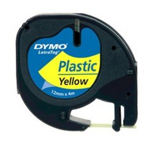 91202 Dymo LetraTag Plastic tape 12mm Geel